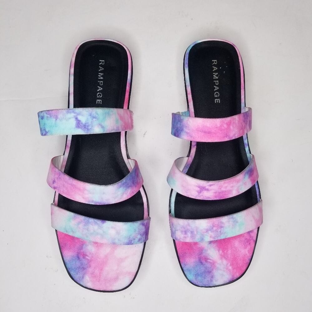 RAMPAGE Women's Ally Lug Sole Slide Sandals in Pastel Pink/White/Blue size 8.5